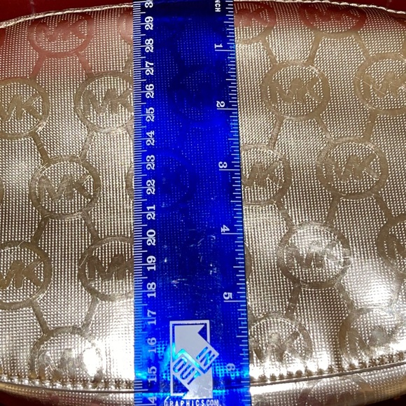 MICHAEL KORS METALLIC GOLD LOGO HANDBAG USED CONDITION - Picture 11 of 15